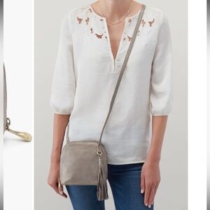HOBO Beige Shoulder Bag with Tassel